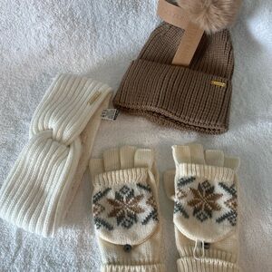 Steve Madden & others Brown and Cream Winter Accessories Set